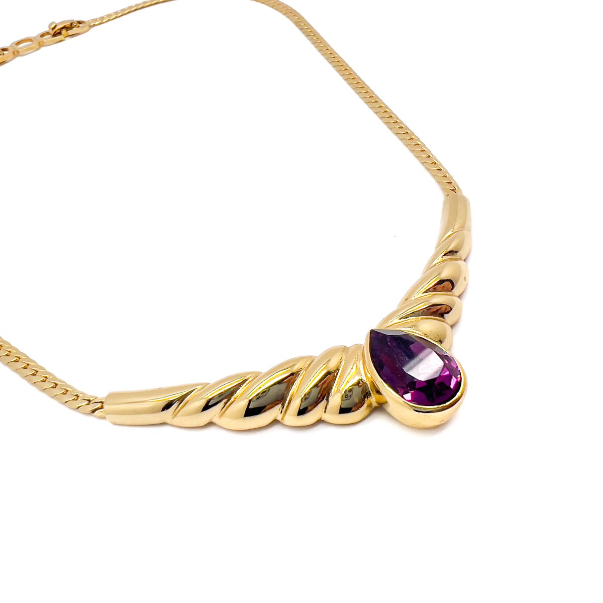 Jennifer Gibson Jewellery DIOR 1748 (4) Vintage Christian Dior Amethyst Teardrop Necklace