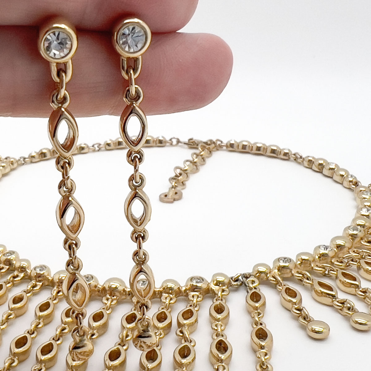 Jennifer Gibson Jewellery Dior 1746 (9) Vintage Christian Dior Crystal Cascade Necklace