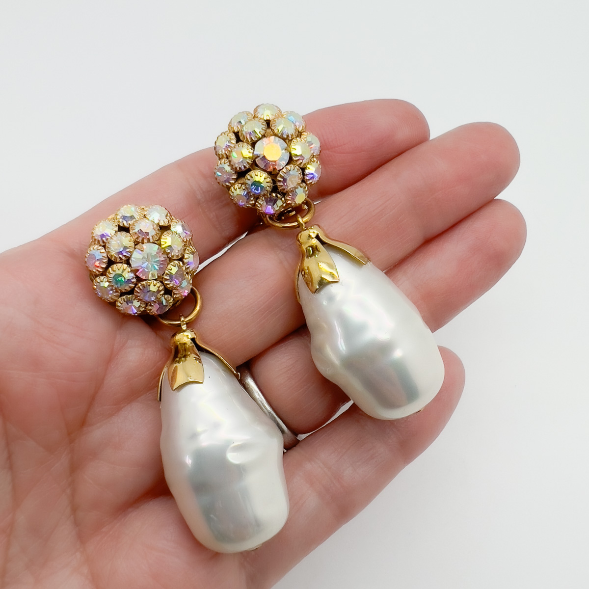 Jennifer Gibson Jewellery Drop Earrings 1740 (1) Vintage Baroque Pearl Drop Earrings
