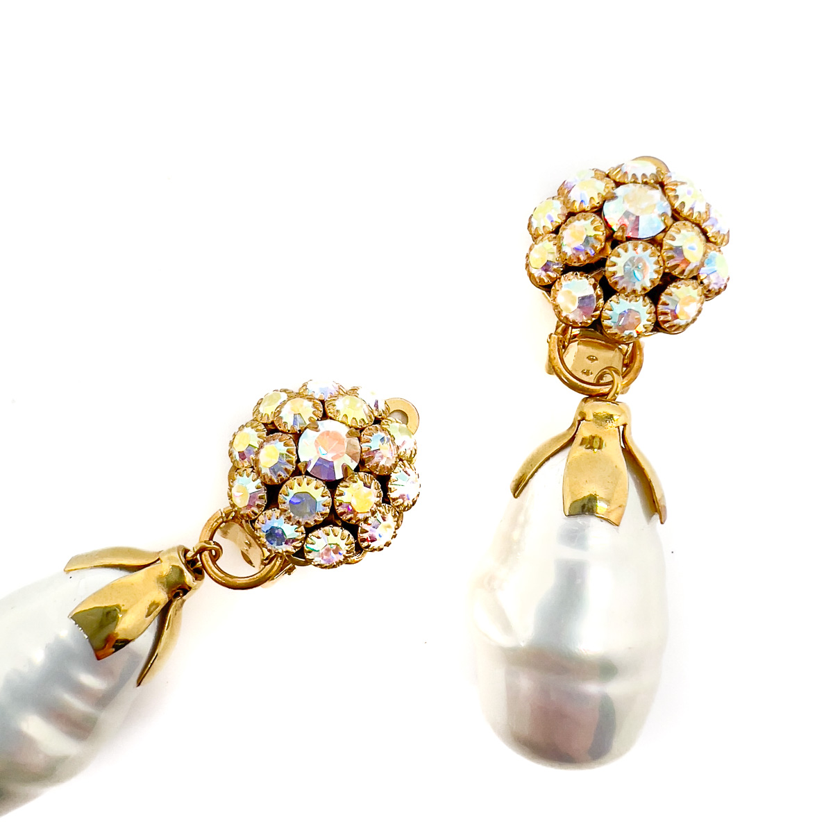 Jennifer Gibson Jewellery Drop Earrings 1740 (4) Vintage Baroque Pearl Drop Earrings