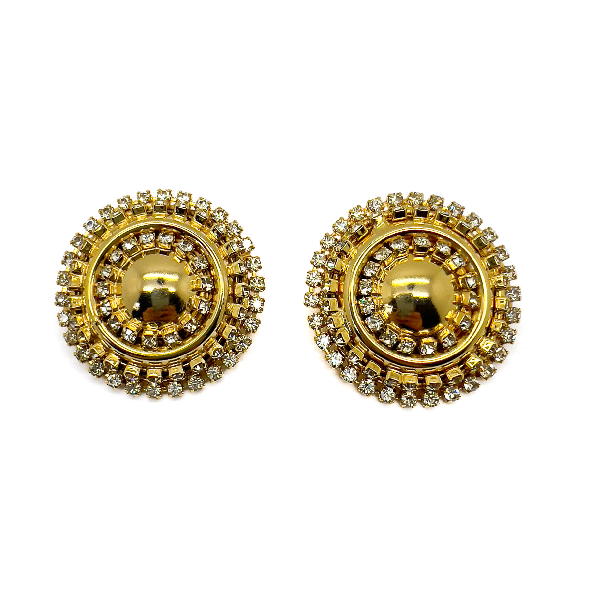 Jennifer Gibson Jewellery Earrings 1733 (2) Vintage Gold Crystal Bullseye Earrings