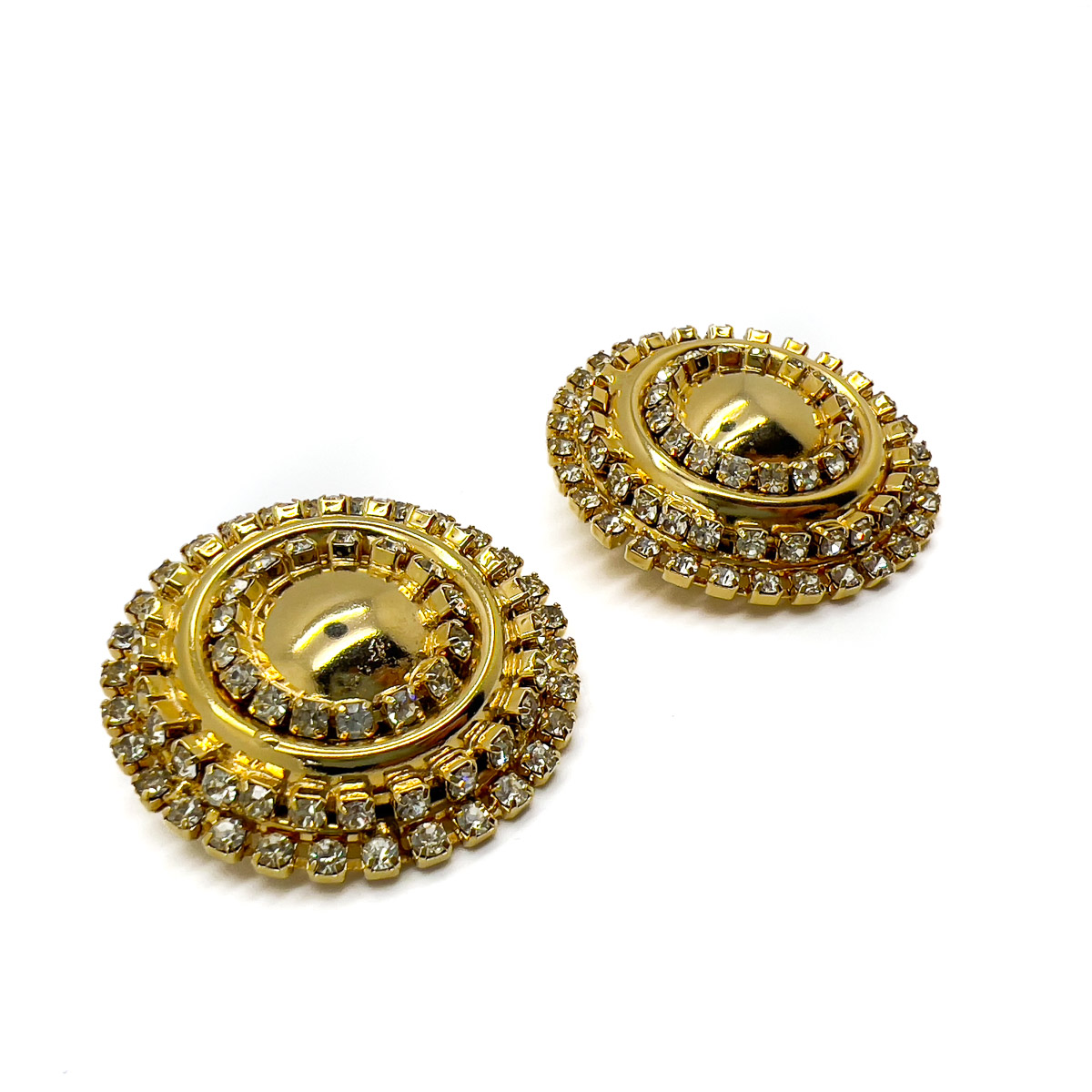 Jennifer Gibson Jewellery Earrings 1733 (3) Vintage Gold Crystal Bullseye Earrings