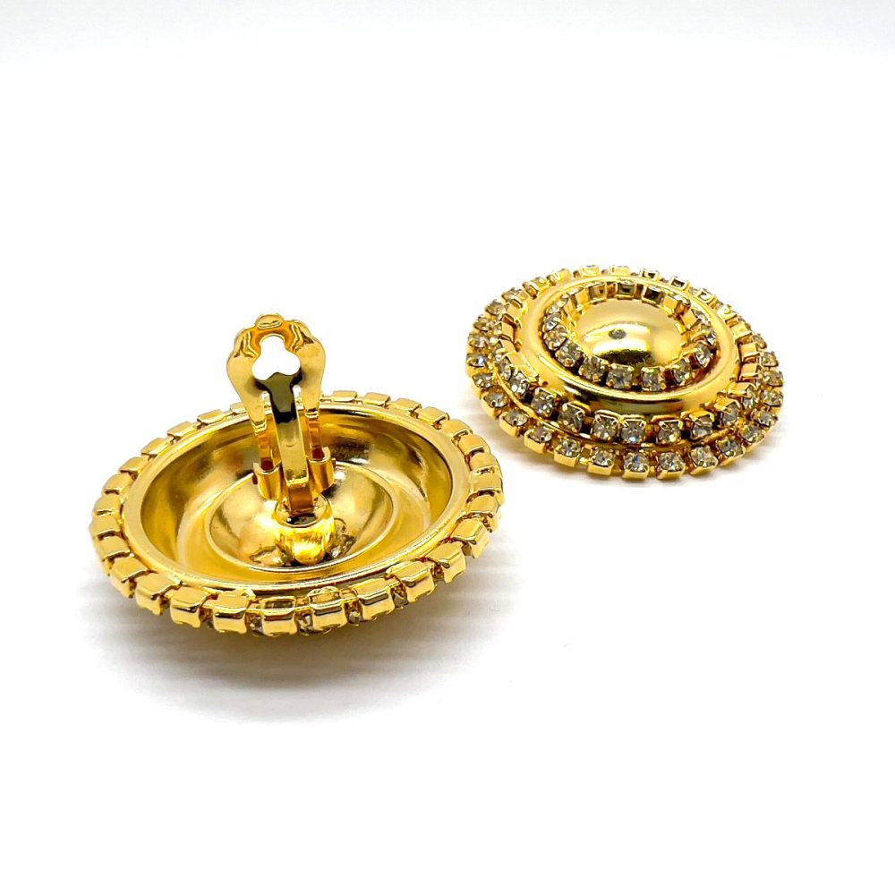 Vintage Gold Crystal Bullseye Earrings