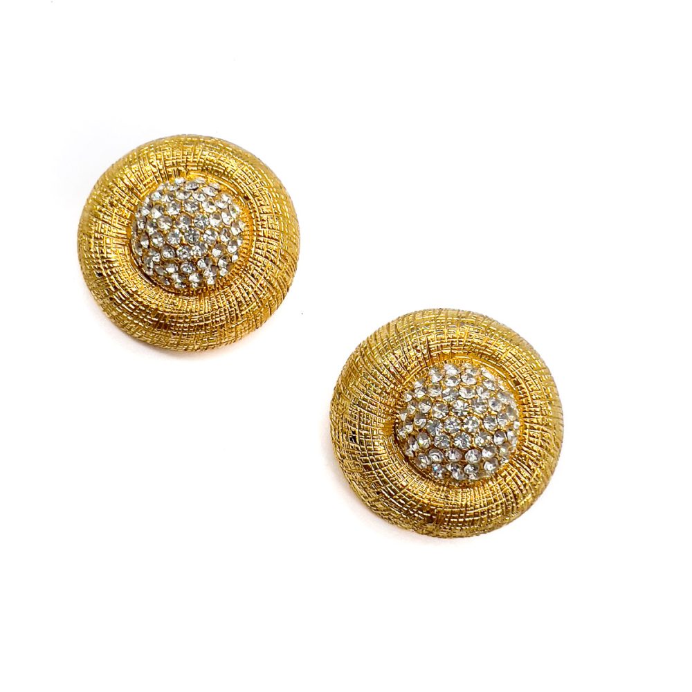 Vintage Etched Gold Crystal Earrings