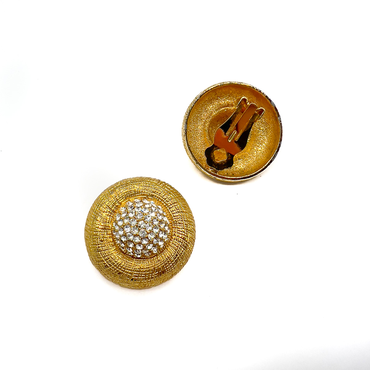 Jennifer Gibson Jewellery Earrings 1734 (4) Vintage Etched Gold Crystal Earrings