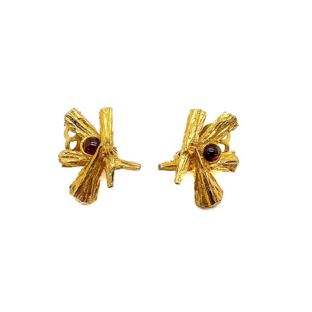 Jennifer Gibson Jewellery Earrings 1735 (2) Vintage Bark Cabochon Earrings