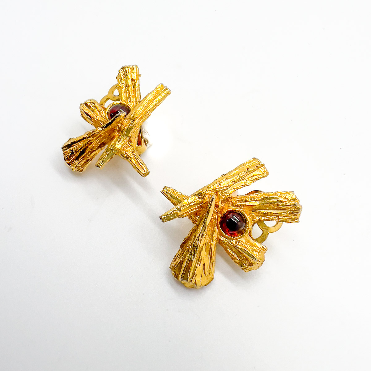 Jennifer Gibson Jewellery Earrings 1735 (3) Vintage Bark Cabochon Earrings