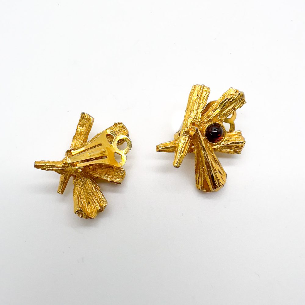 Vintage Bark Cabochon Earrings