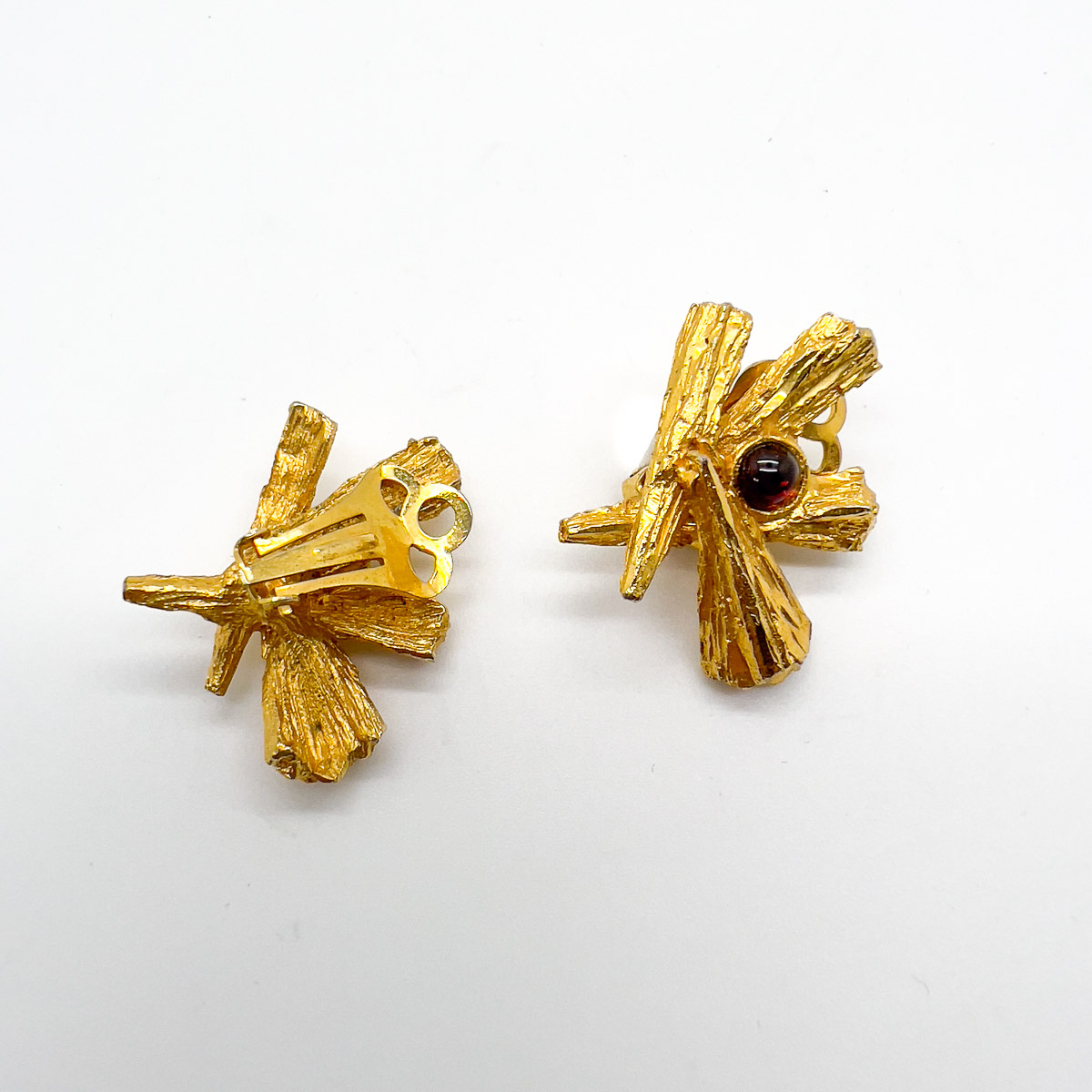 Jennifer Gibson Jewellery Earrings 1735 (4) Vintage Bark Cabochon Earrings