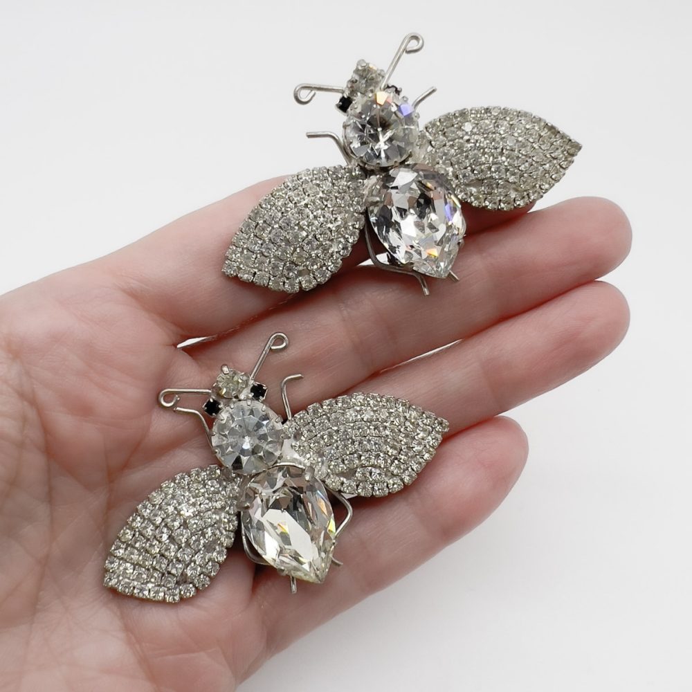 Vintage Crystal Bee Earrings