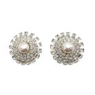 Jennifer Gibson Jewellery Earrings 1741 (2) Vintage Pearl & Baguette Crystal Earrings