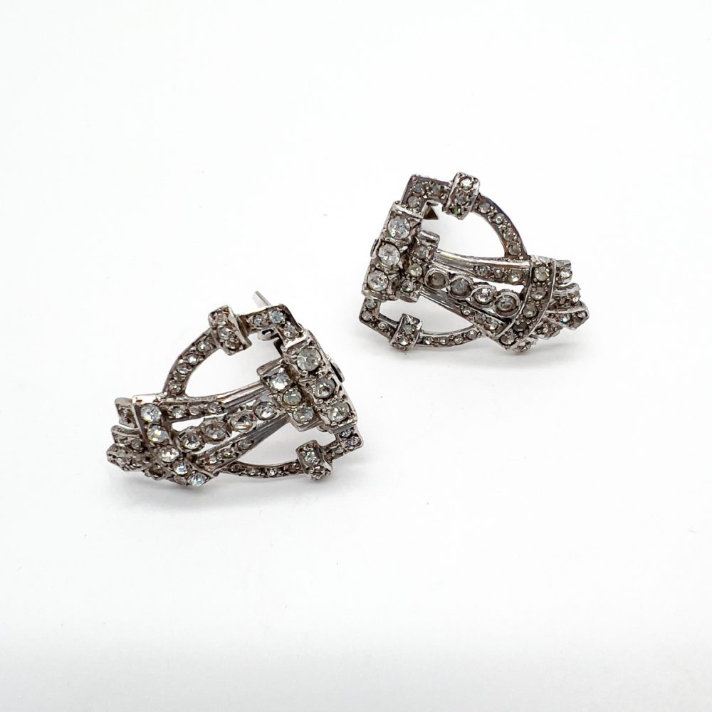 Vintage English Art Deco Silver & Paste Dress Clip