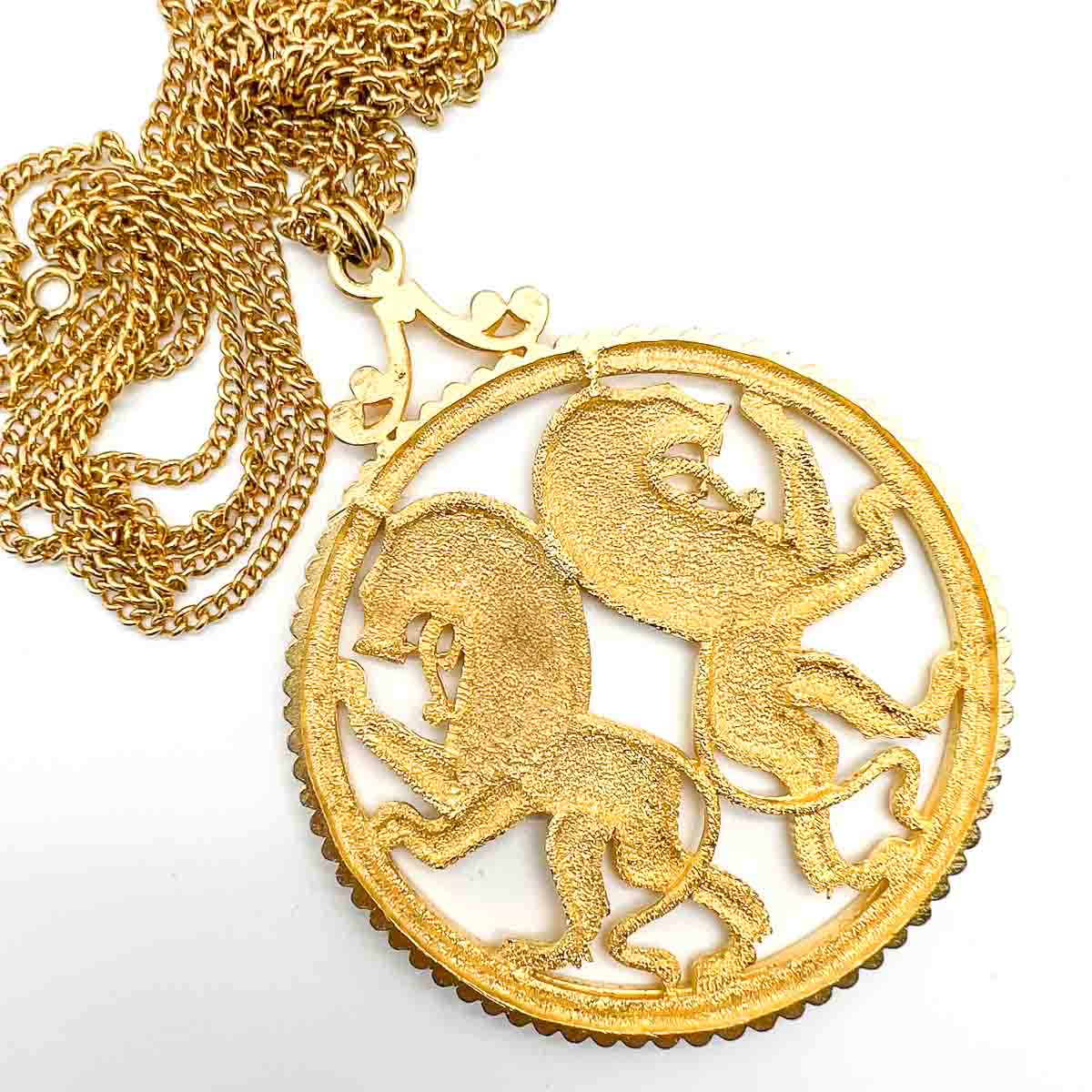 Jennifer Gibson Jewellery 1770A (3) Vintage Rampant Lions Medallion Necklace