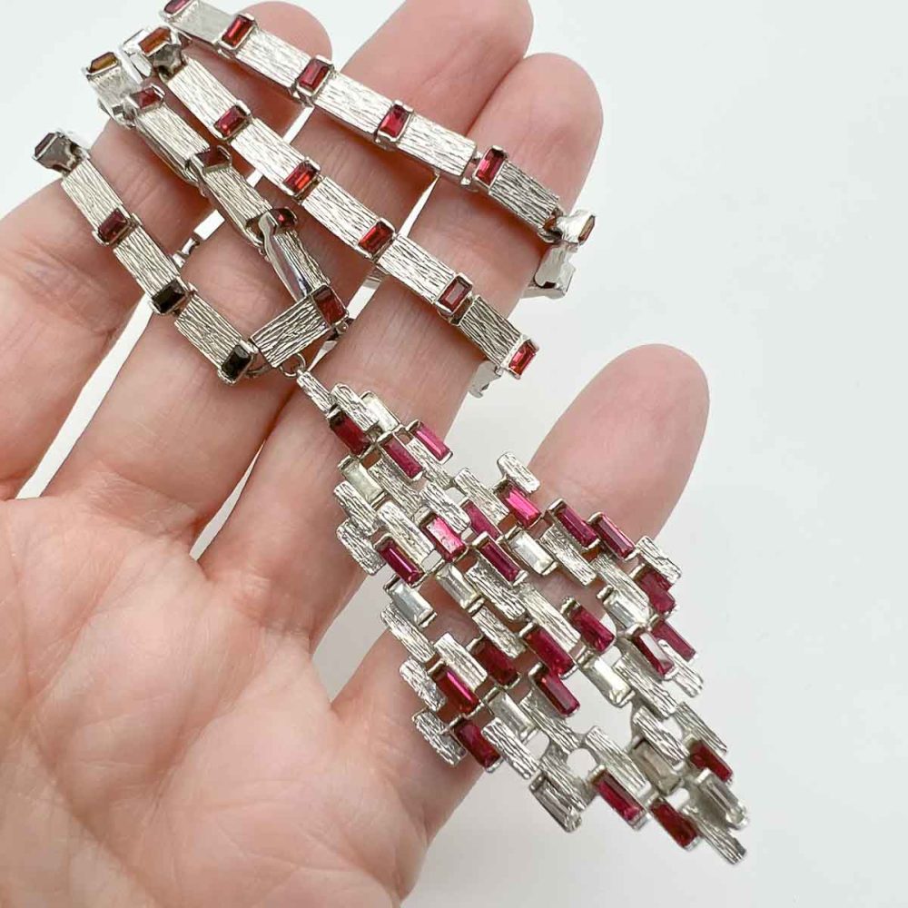 Vintage Modernist Ruby Necklace