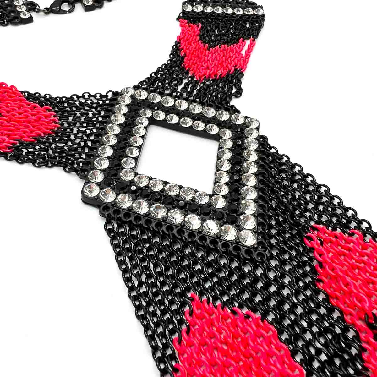 Jennifer Gibson Jewellery 1775 (4) Statement Neon & Black Tasselled Panel Necklace