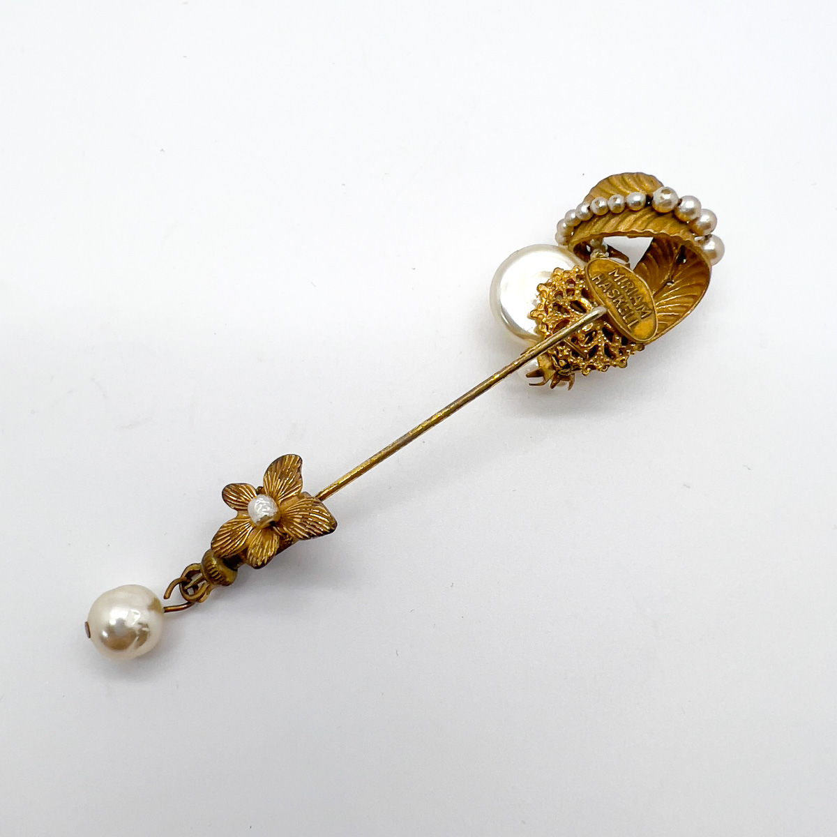 Jennifer Gibson Jewellery Brooch 1759 (10) Vintage Miriam Haskell Pearl Droplet Pin