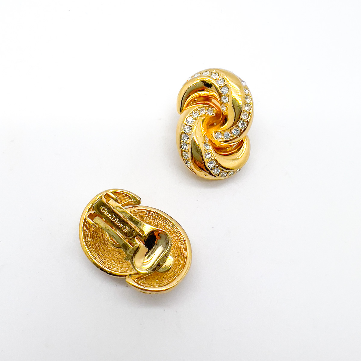 Jennifer Gibson Jewellery DIOR 1756 (4) Vintage Christian Dior Embellished Love Knot Earrings