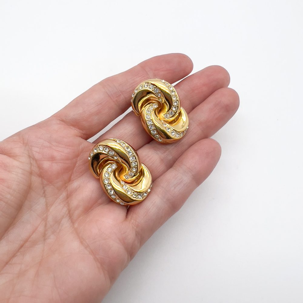 Vintage Christian Dior Embellished Love Knot Earrings