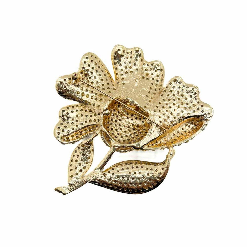 Oversize Crystal Flower Brooch
