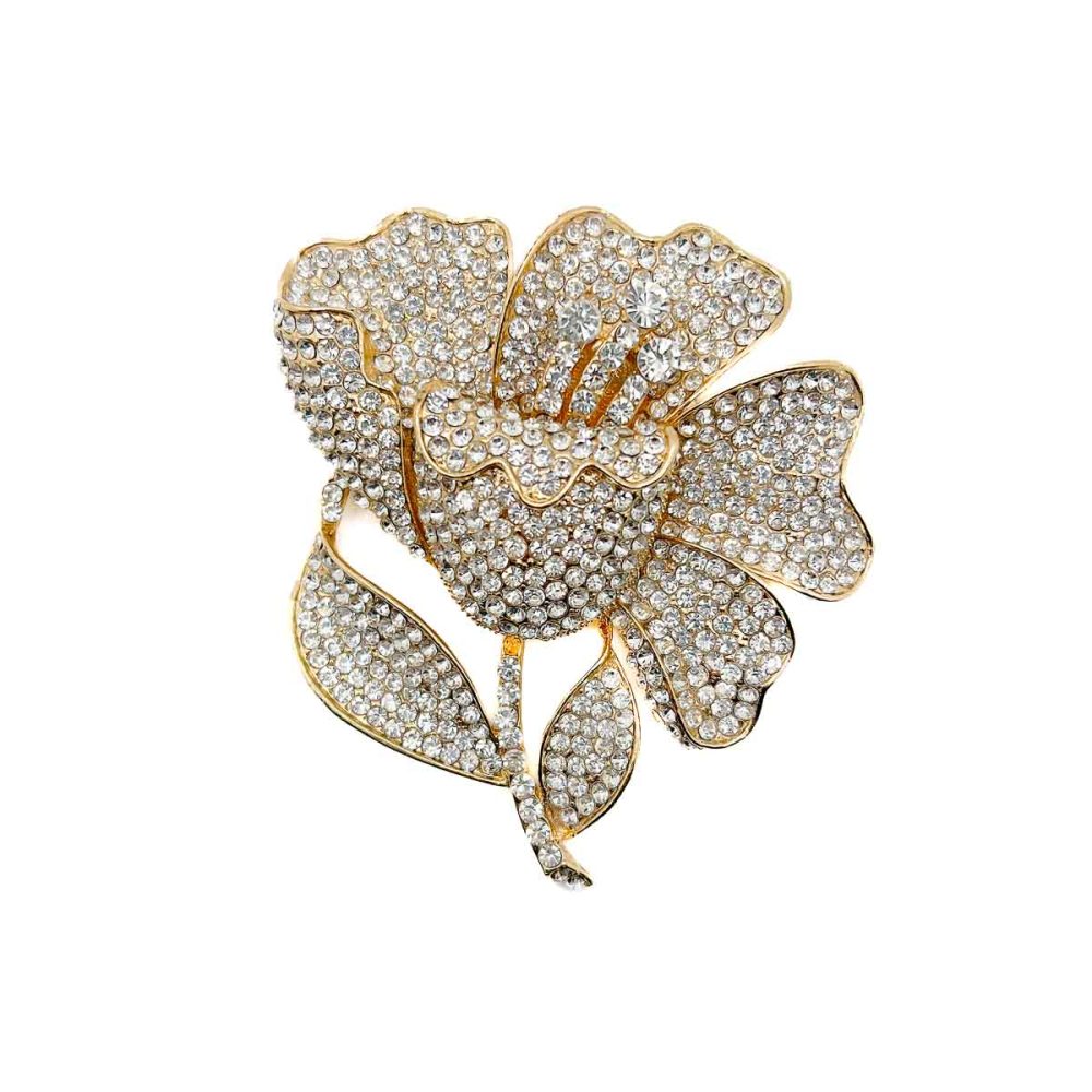 Oversize Crystal Flower Brooch