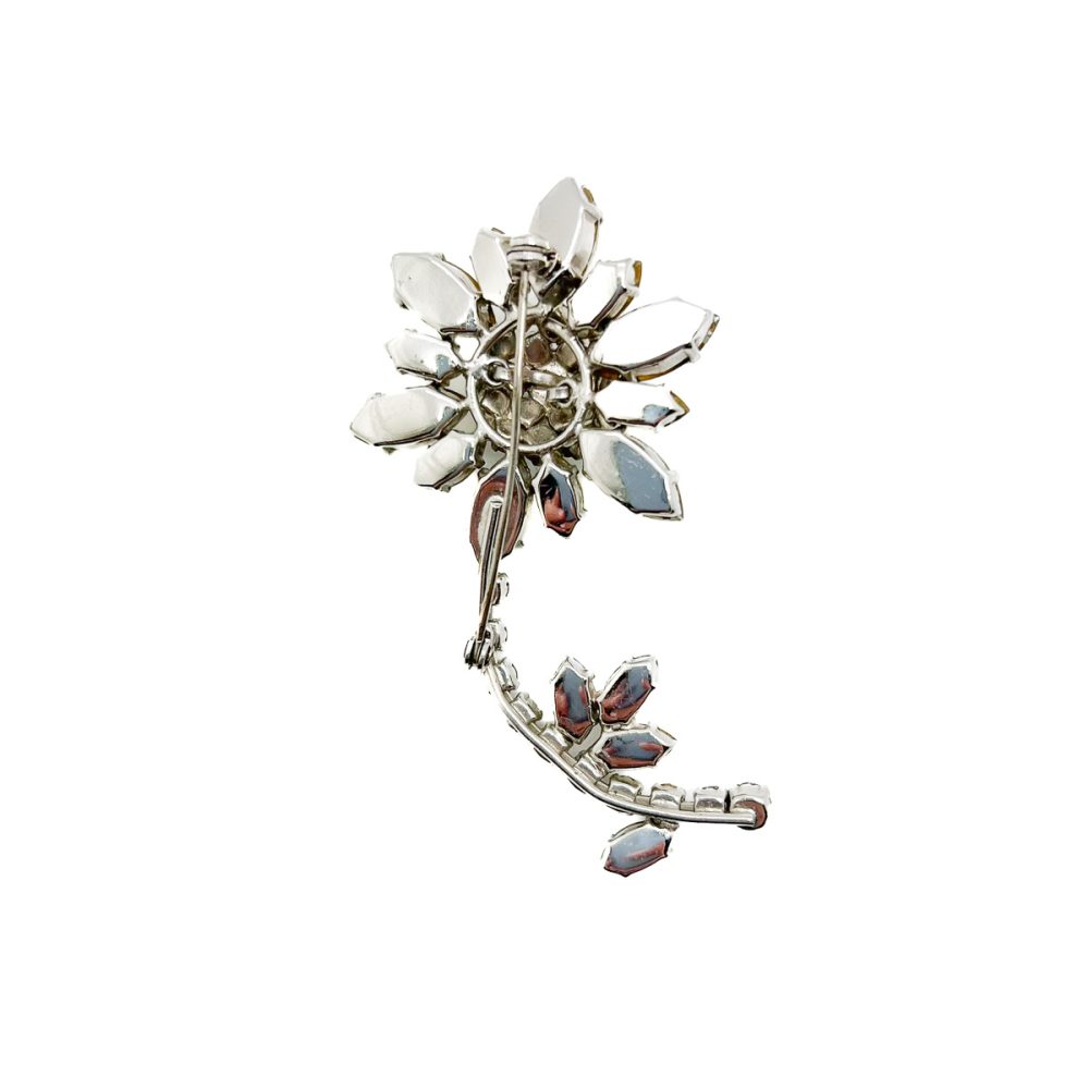 Vintage Floral Crystal Brooch