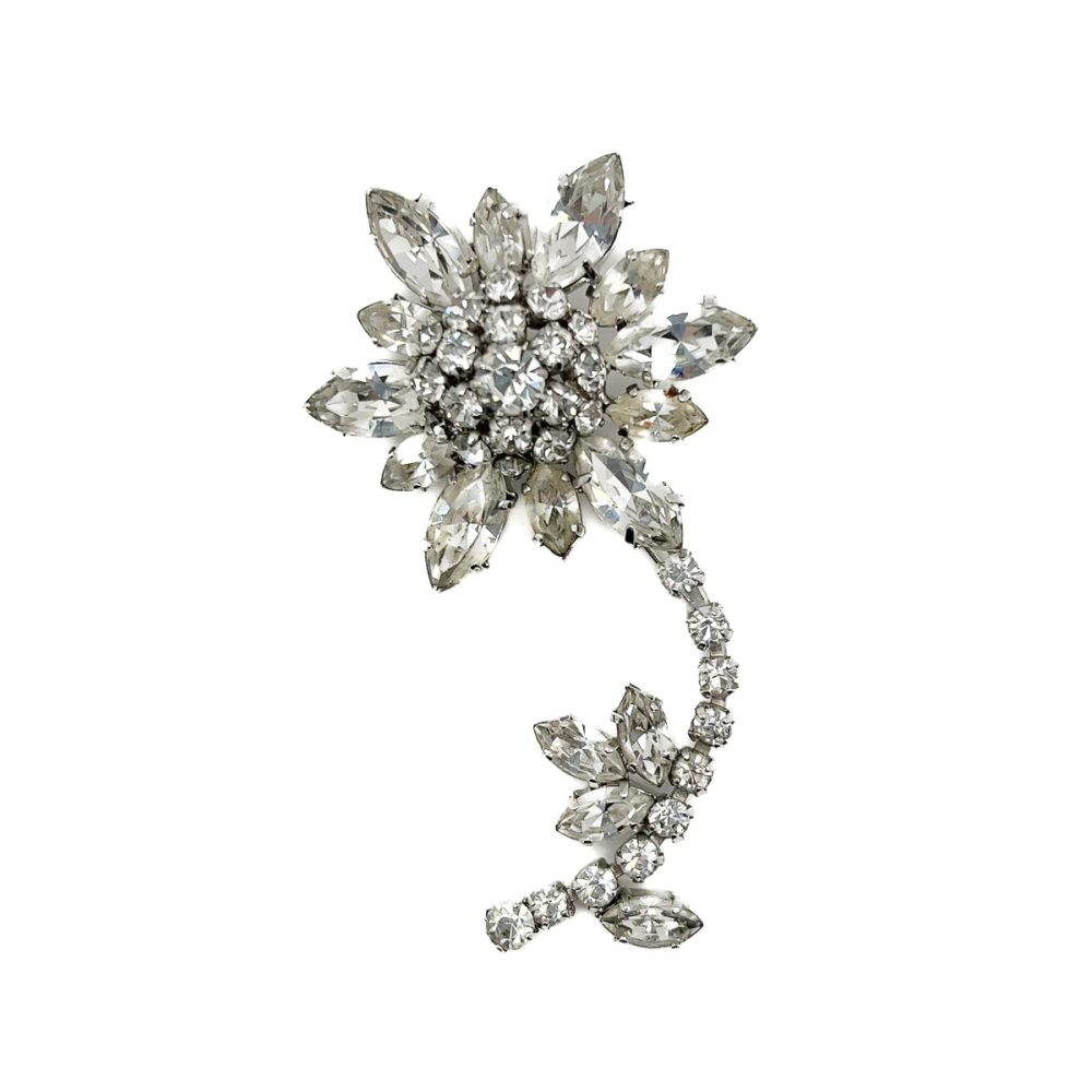 Vintage Floral Crystal Brooch