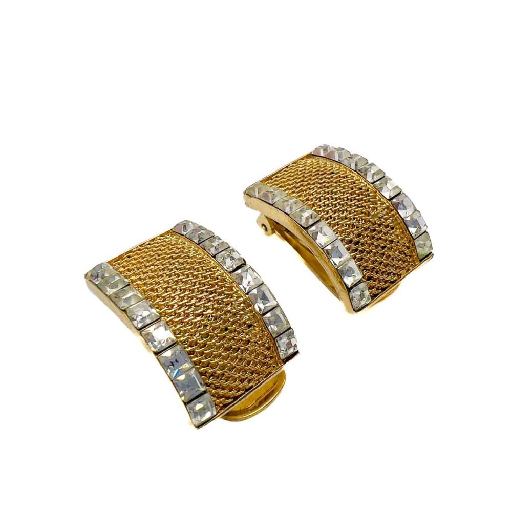 Vintage Balenciaga Crystal Mesh Earrings