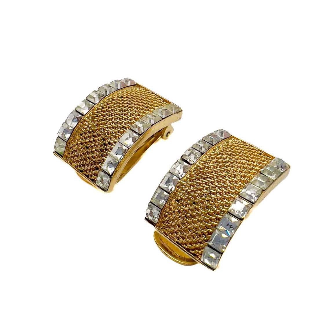 Vintage Balenciaga Crystal Mesh Earrings