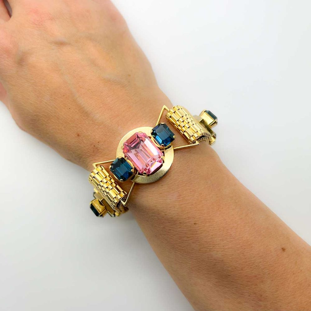 Vintage Modernist Crystal Bracelet
