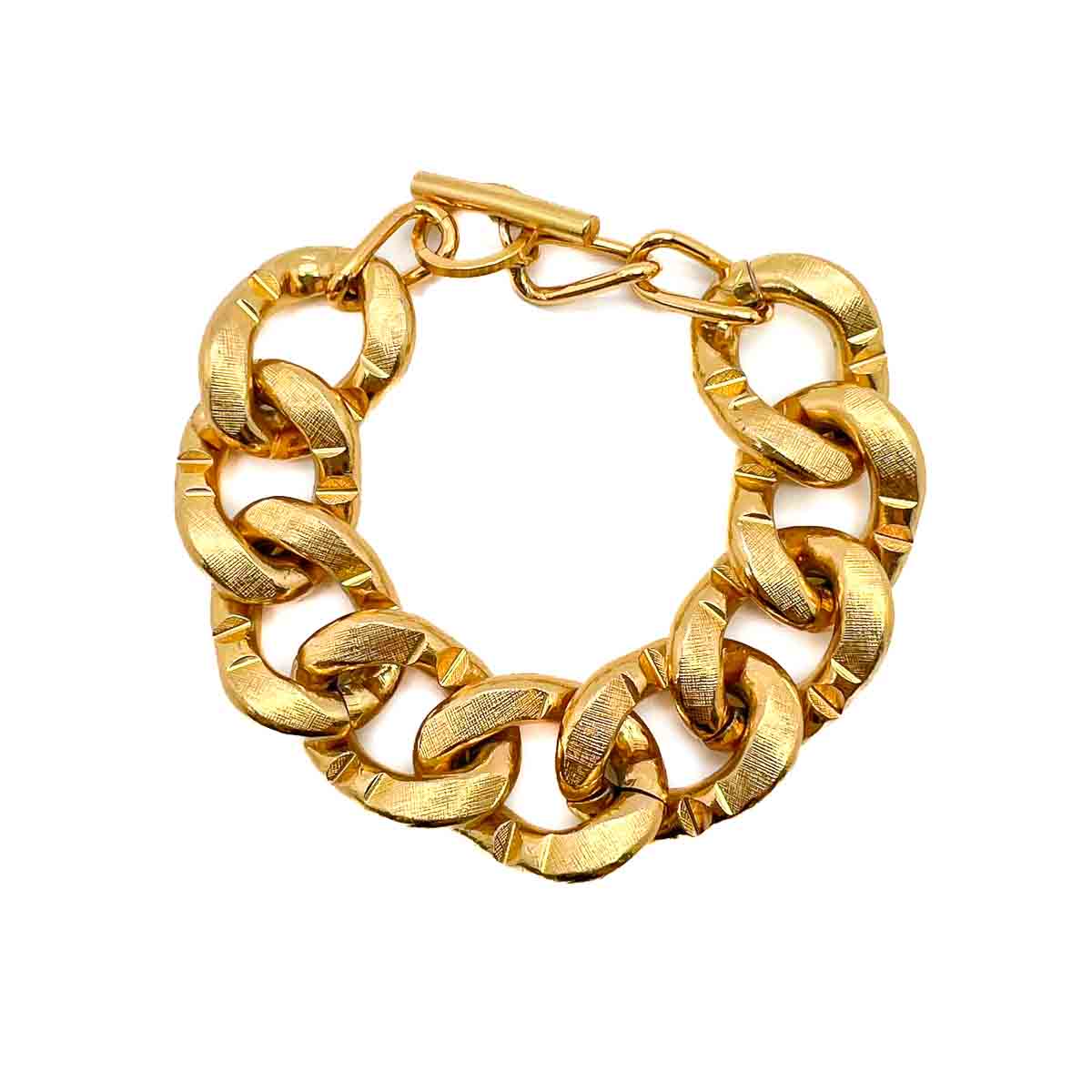 Jennifer Gibson Jewellery 1800 (2) Vintage Chunky Textured Curb Bracelet