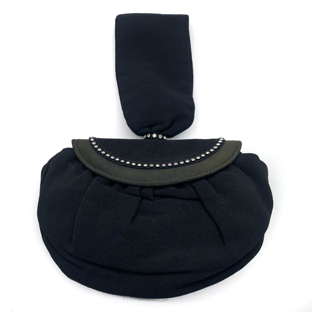 Vintage Crepe & Crystal Evening Purse