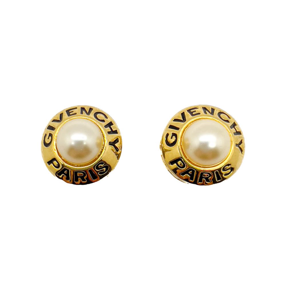 Vintage Givenchy Pearl Logo Earrings