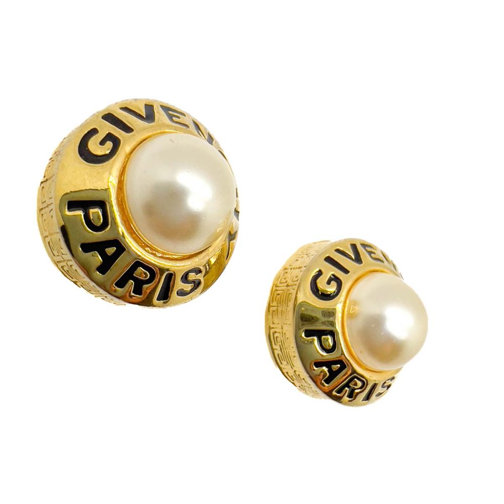 Vintage Givenchy Pearl Logo Earrings