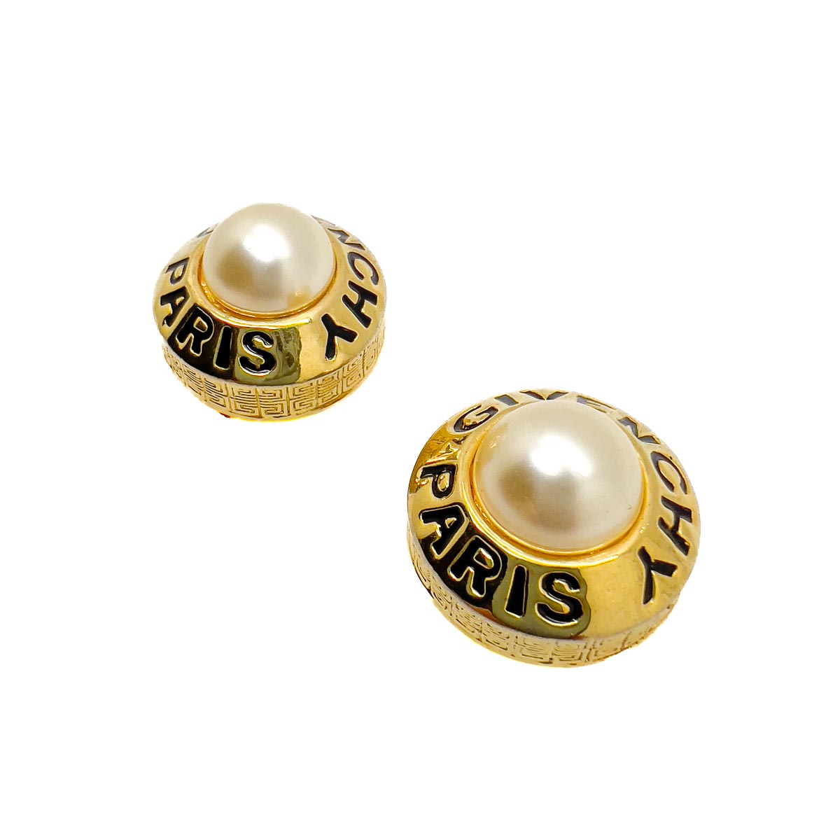 Jennifer Gibson Jewellery 1789 (4) Vintage Givenchy Pearl Logo Earrings
