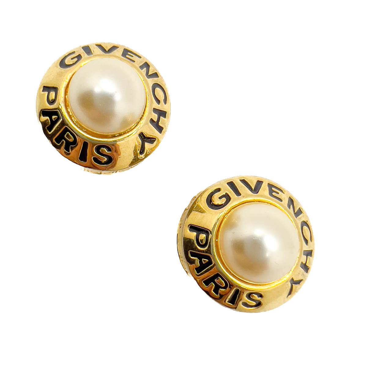 Jennifer Gibson Jewellery 1789 (5) Vintage Givenchy Pearl Logo Earrings
