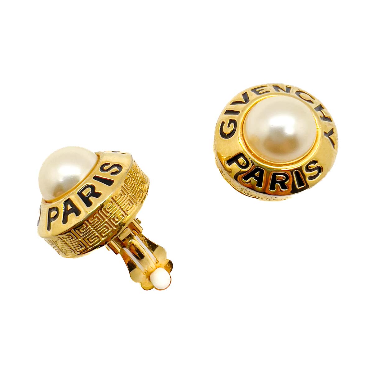 Jennifer Gibson Jewellery 1789 (6) Vintage Givenchy Pearl Logo Earrings
