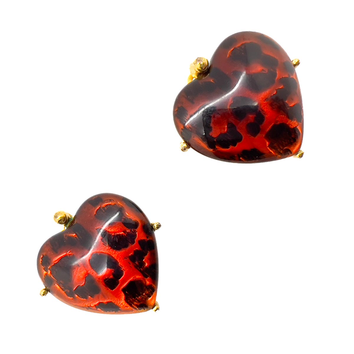 Jennifer Gibson Jewellery 1795 (2) Vintage YSL Heart Leopard Earrings