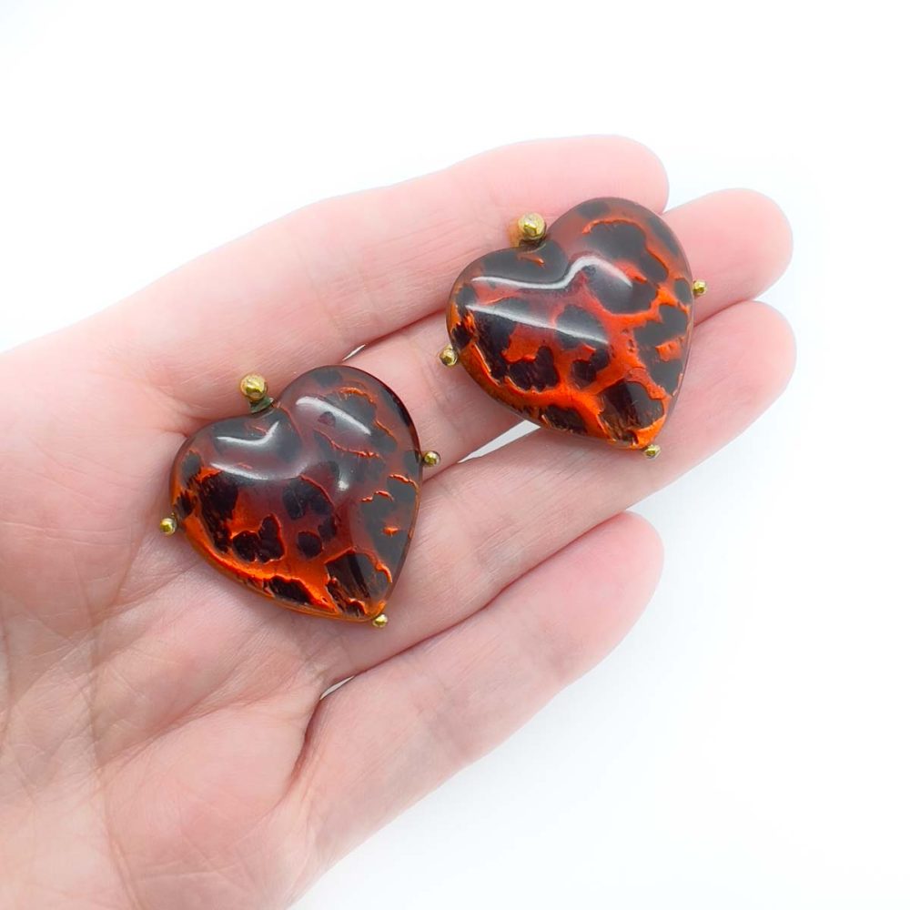 Vintage YSL Heart Leopard Earrings