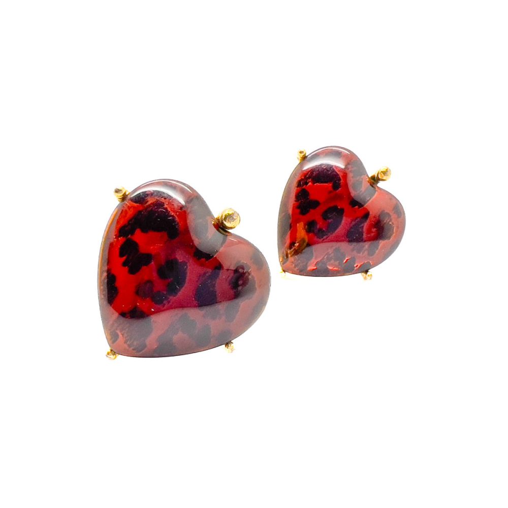 Vintage YSL Heart Leopard Earrings