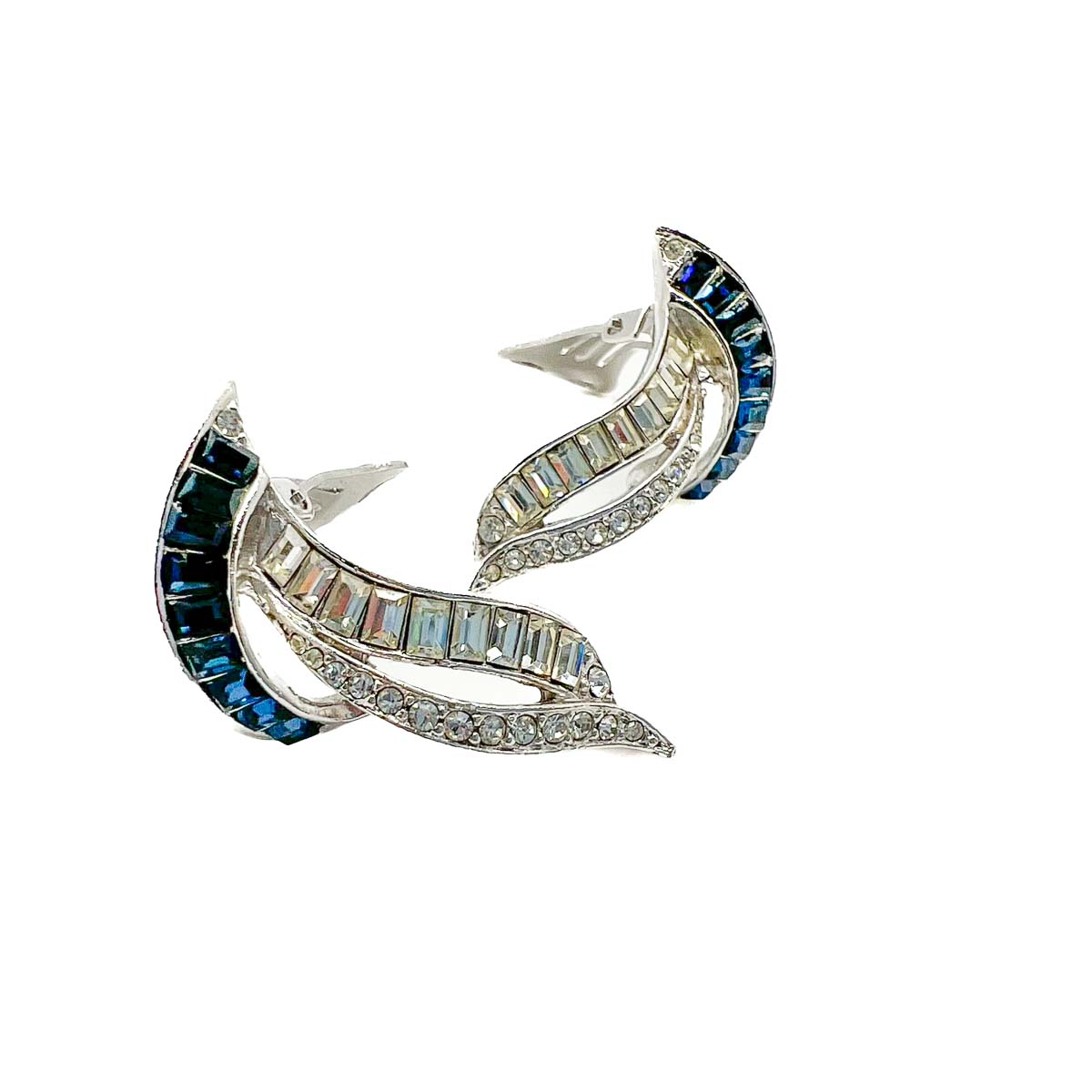 Jennifer Gibson Jewellery 1814 (5) Vintage Sapphire Paste Swoosh Earrings