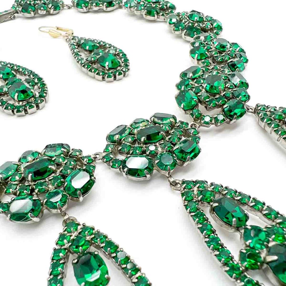 Vintage Emerald Crystal Demi Parure