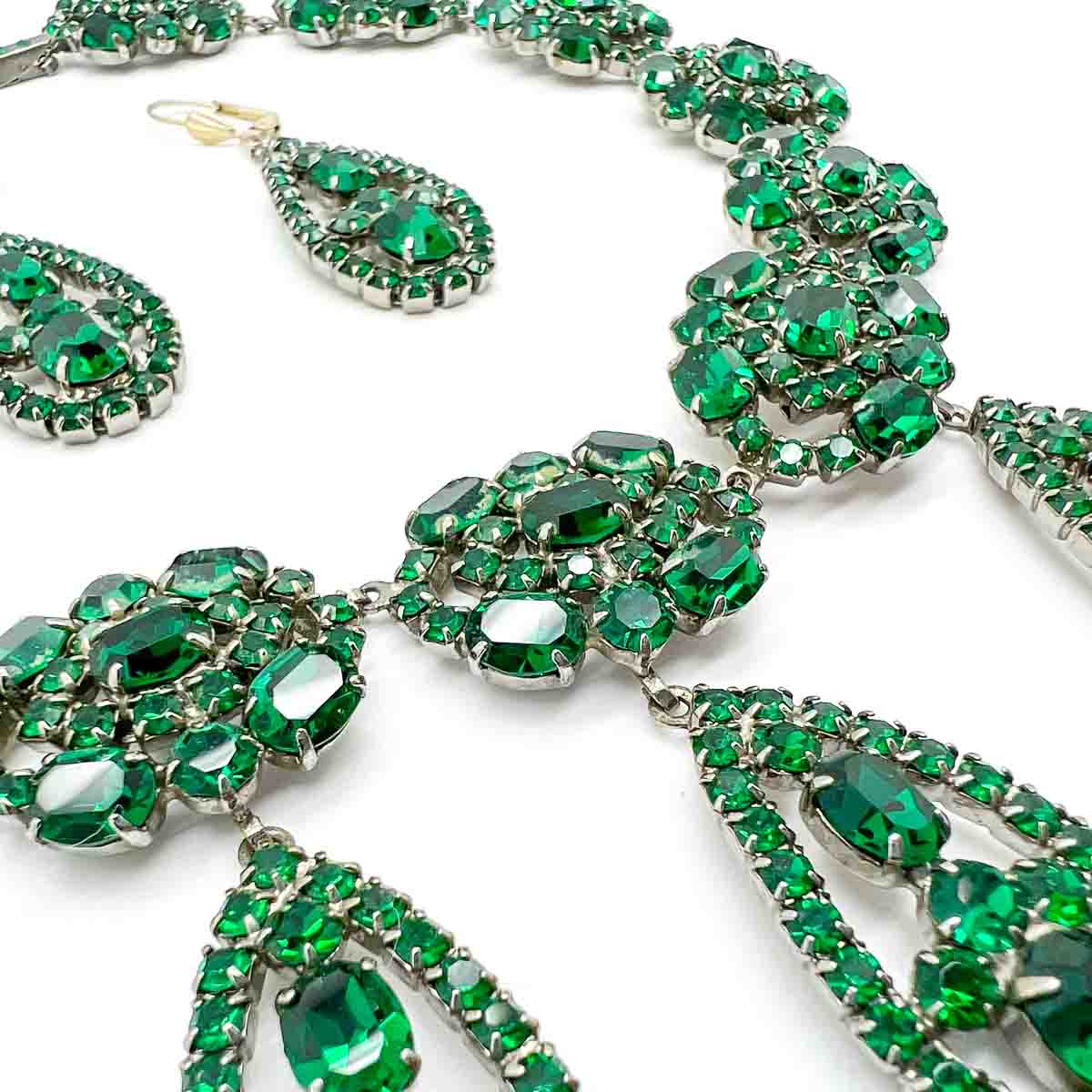Jennifer Gibson Jewellery 1825 (3) Vintage Emerald Crystal Demi Parure