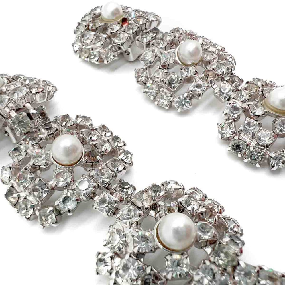Vintage Crystal & Pearl Drop Earrings
