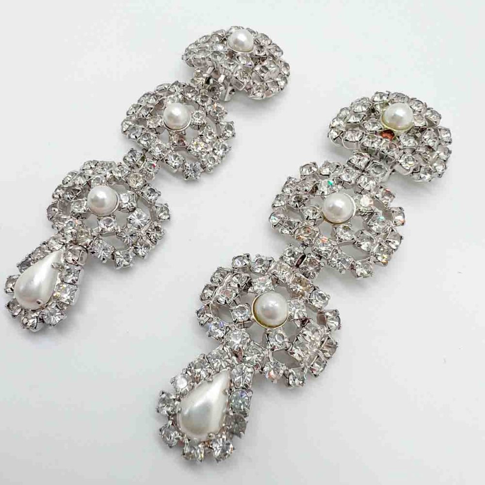 Vintage Crystal & Pearl Drop Earrings