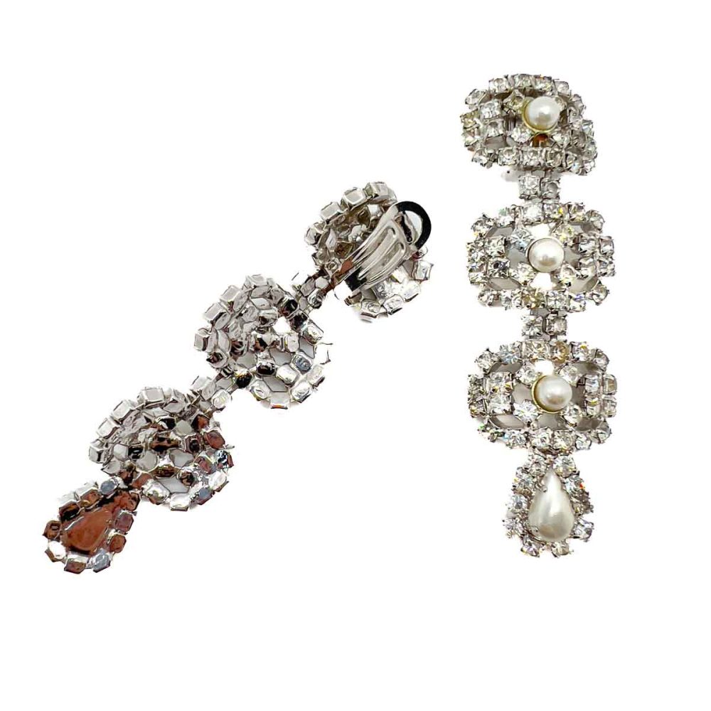 Vintage Crystal & Pearl Drop Earrings