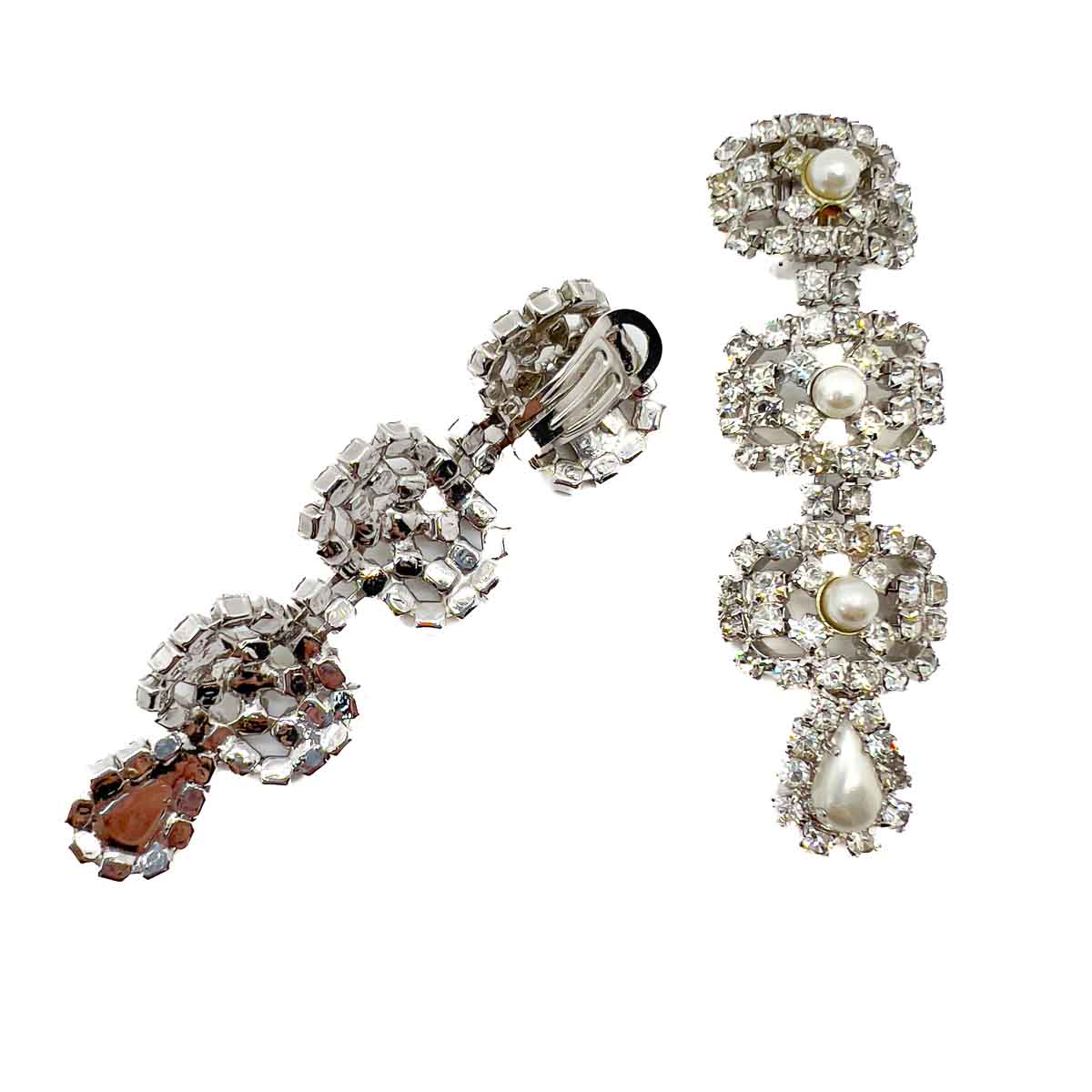 Jennifer Gibson Jewellery 1826 (5) Vintage Crystal & Pearl Drop Earrings