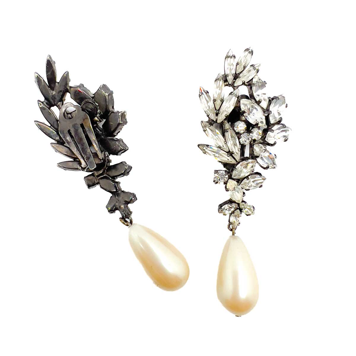 Jennifer Gibson Jewellery 1828 (4) Vintage Butler & Wilson Crystal & Pearl Droplet Earrings