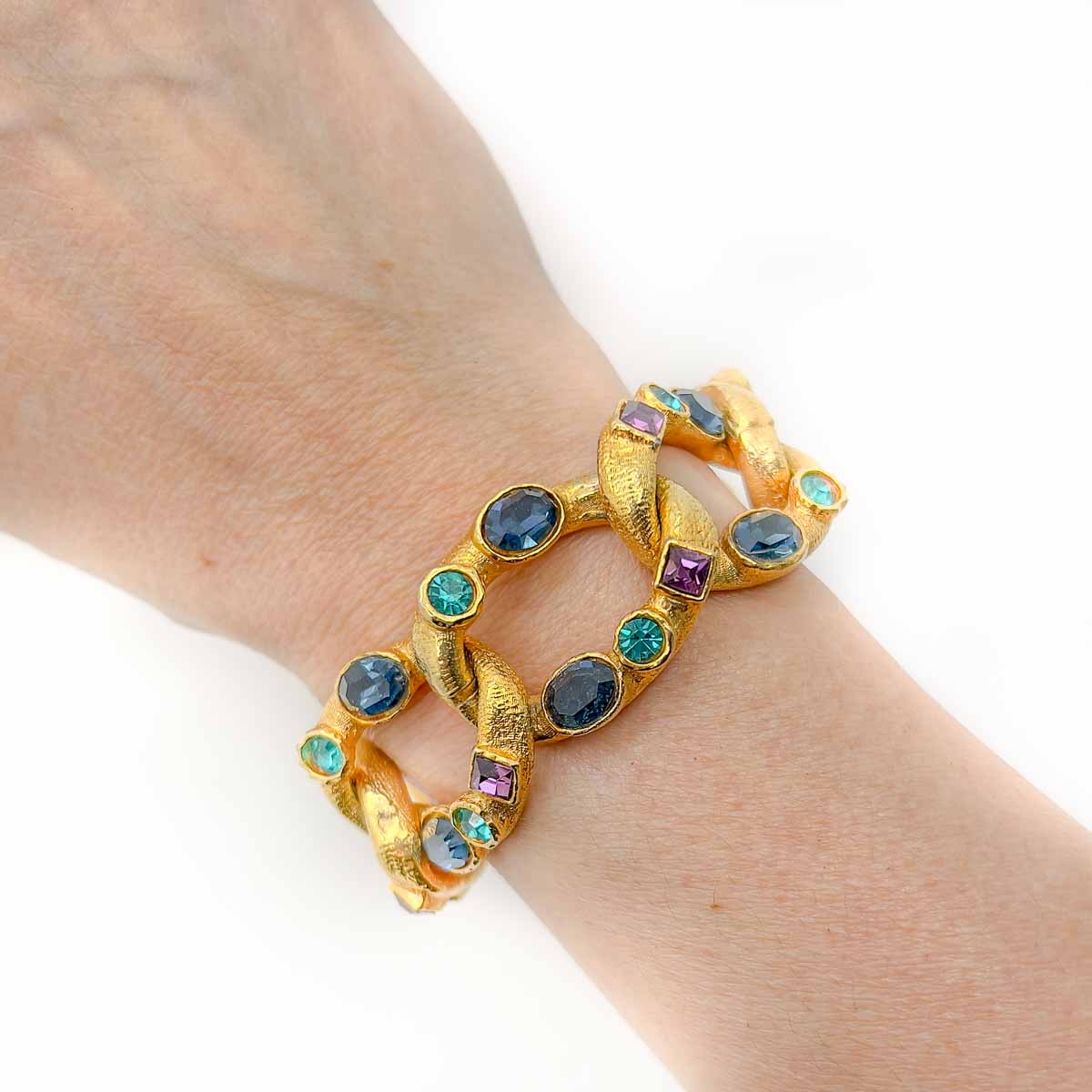 Jennifer Gibson Vintage Jewellery 1801 (4) Vintage Gem Set Curb Bracelet