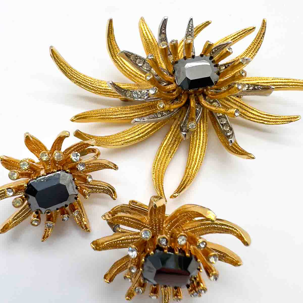 Jennifer Gibson Jewellery 1833 (3) Vintage Stylised Chrysanthemum & Haematite Brooch