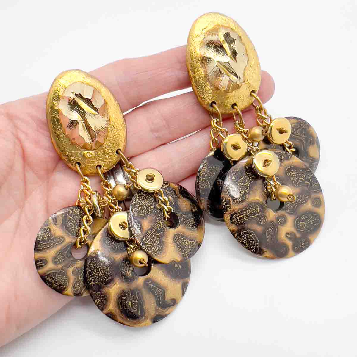 Jennifer Gibson Jewellery 1834 (1) Vintage Ikarami Leopard Print Statement Earrings
